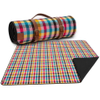 Woven Acrylic Plaid Outdoor Picnic Rug Beach Blanket With Leather Strap